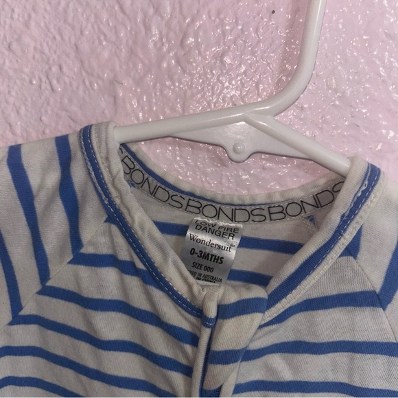 Bonds Striped Blue and Gray Kids Footie - Picture 2 of 2